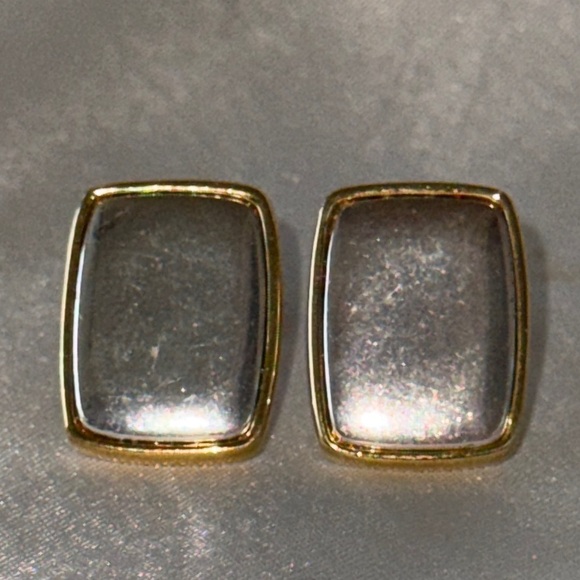 Vintage Napier Mixed Metal 2-Tone Silver Gold Rectangle Screwback Clip Earrings - Picture 7 of 16